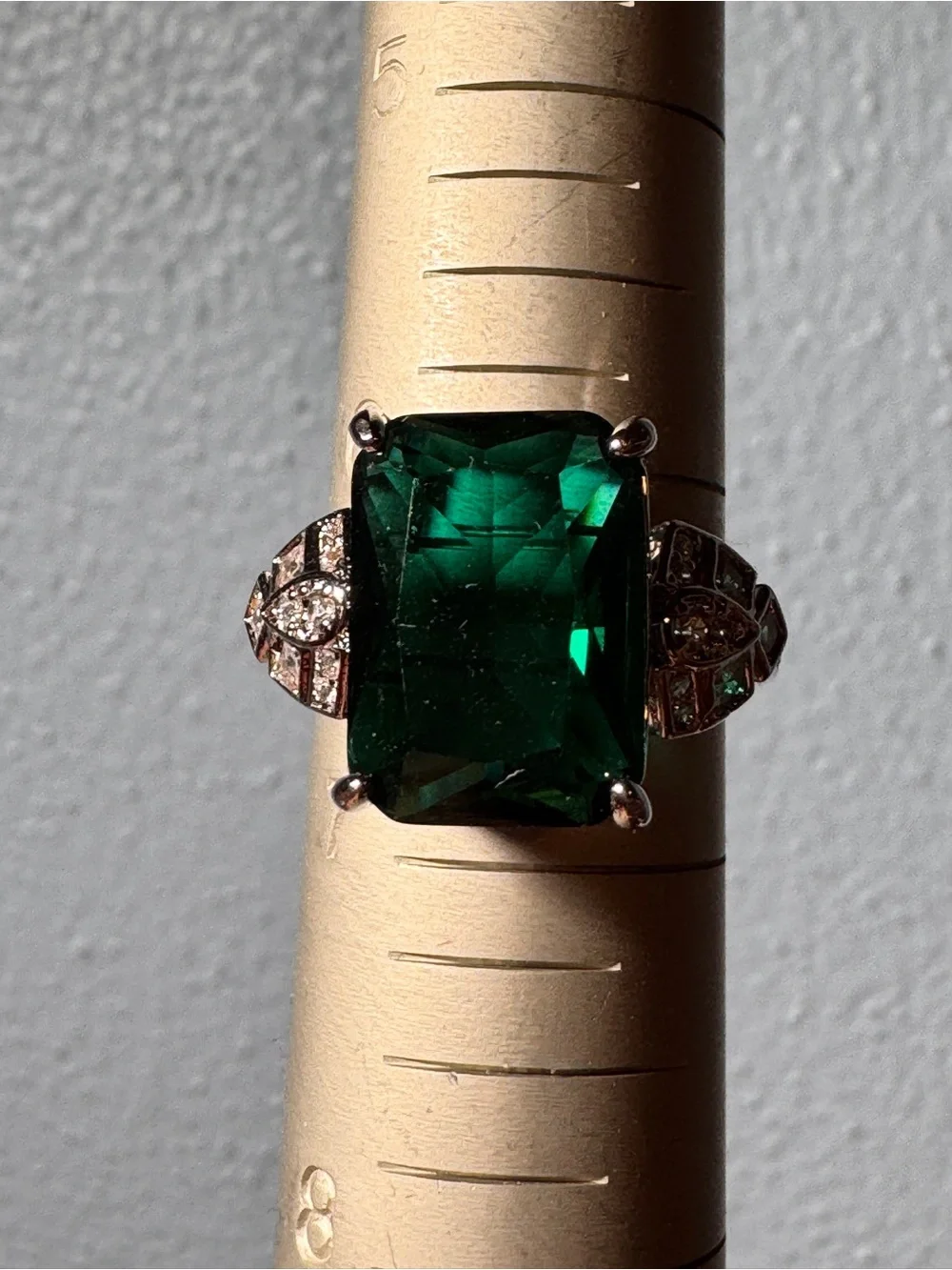 Emerald Green Statement Ring - Size 6.5